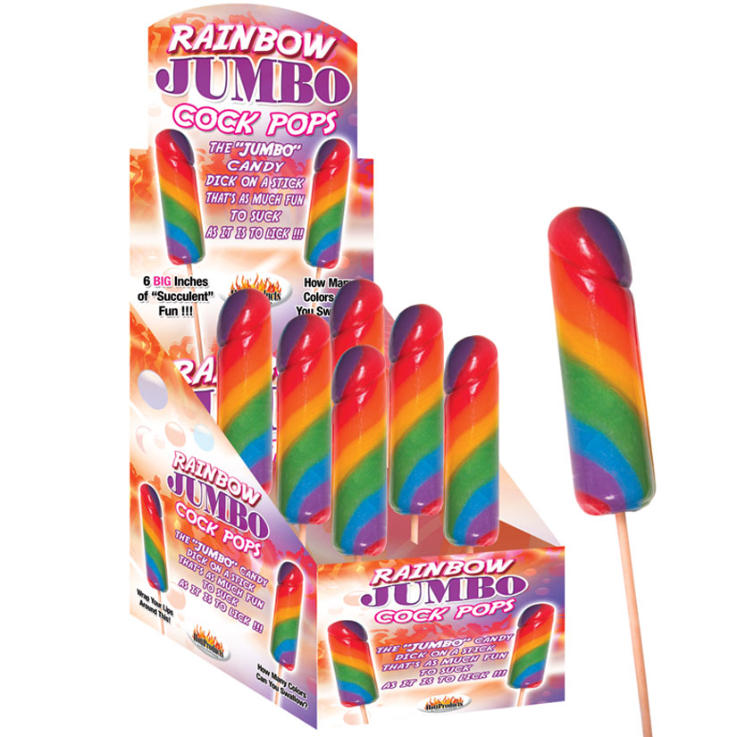 Rainbow Jumbo Cock Pops-Display of 6 HP2353D