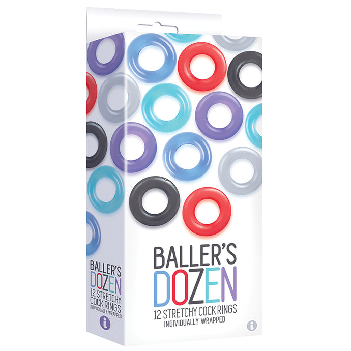 The 9's Baller's Dozen 12-Pc Cock Ring Set-Assorted Colors IB2603-2