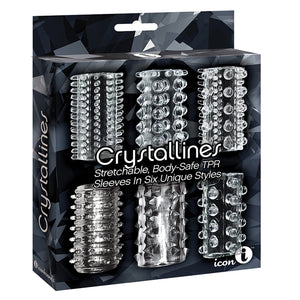 The 9's Crystalline TPR Cock Sleeves-Clear 6pk IB2640-2