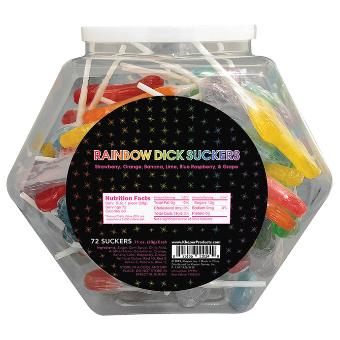 Rainbow Dick Suckers Display of 72 Assorted KGNV070-99