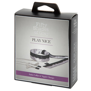 Fifty Shades of Grey Play Nice Satin & Lace Collar & Nipple Clamps LH80024
