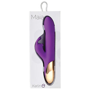 Maia Karlin Rechargeable Silicone Beaded Rabbit-Purple 8.5"