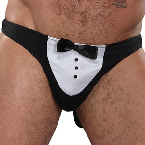 Male Power Novelty MaÃ®tre D' Thong-Black One Size MS2601-30-5