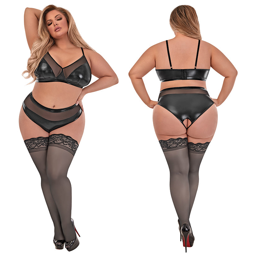 MAGIC SILK Wicked Ways Bralette & Crotchless Panty-Black QUEEN MSM236-30-15