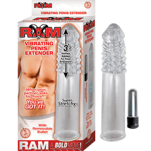 Ram Vibrating Penis Extender-Clear NAS2467-1