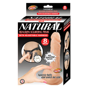 Natural Real Skin Squirting Penis with Harness-Flesh 8" NAS2860