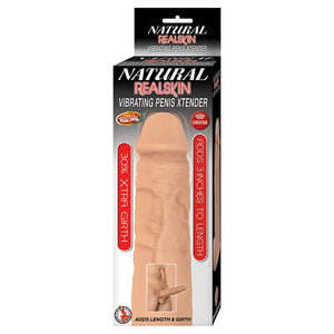 Natural Realskin Vibrating Penis Xtender-White NAS2957-1