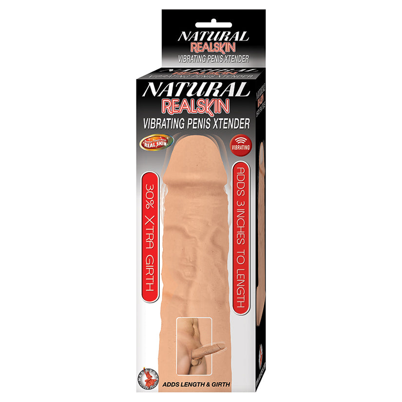 Natural Realskin Vibrating Penis Xtender-White NAS2957-1