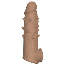 Load image into Gallery viewer, Natural Realskin Spiked Vibrating Penis Xtender-Brown