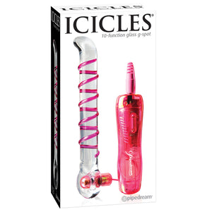 Icicles No.4-10 Function Vibrating Glass G-Spot-Pink 7" PD2904-00