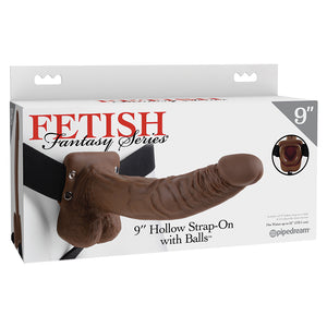 Fetish Fantasy Series Hollow Strap-On with Balls-Chocolate 9" PD3374-29