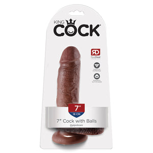 King Cock With Balls-Brown 7" PD5506-29