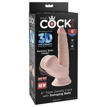 Load image into Gallery viewer, King Cock Plus Triple Density Cock With Swinging Balls-Light 6&quot; PD5729-21