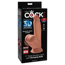 Load image into Gallery viewer, King Cock Plus Triple Density Cock With Swinging Balls-Tan 7&quot; PD5730-22