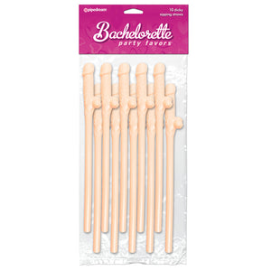 Bachelorette Party Dicky Sipping Straws-Flesh 10pk PD6203-01