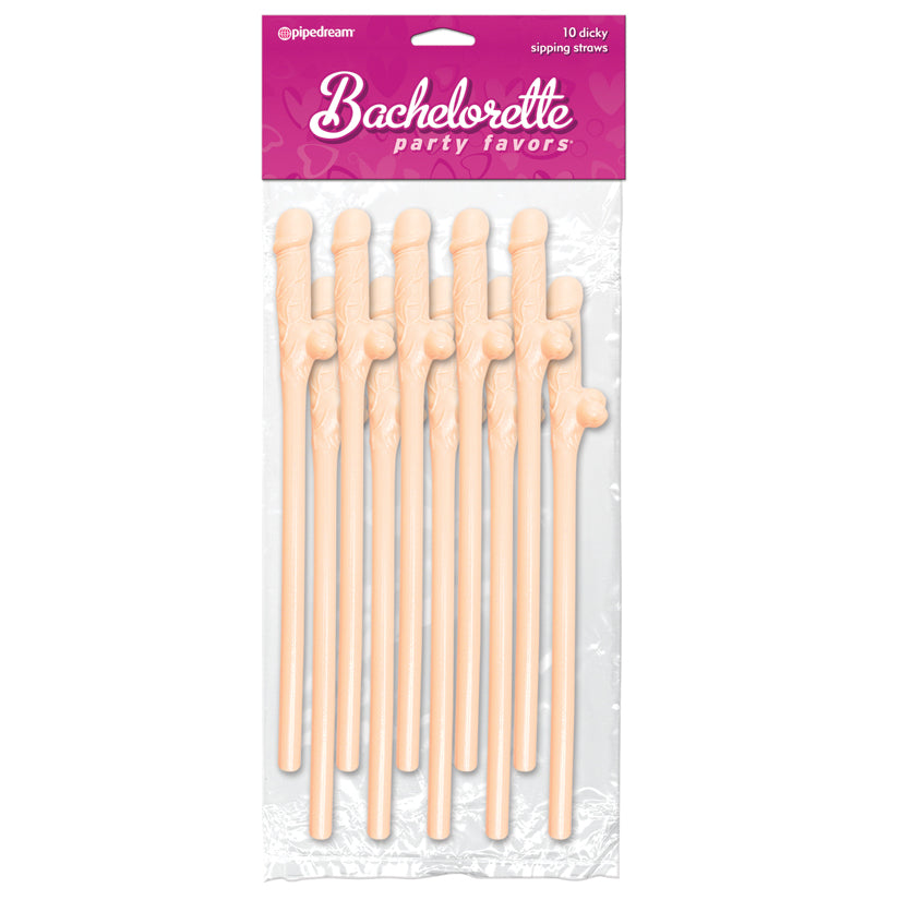 Bachelorette Party Dicky Sipping Straws-Flesh 10pk PD6203-01