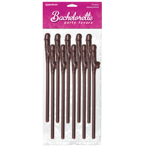 Bachelorette Party Dicky Sipping Straws-Brown 10pk PD6203-04
