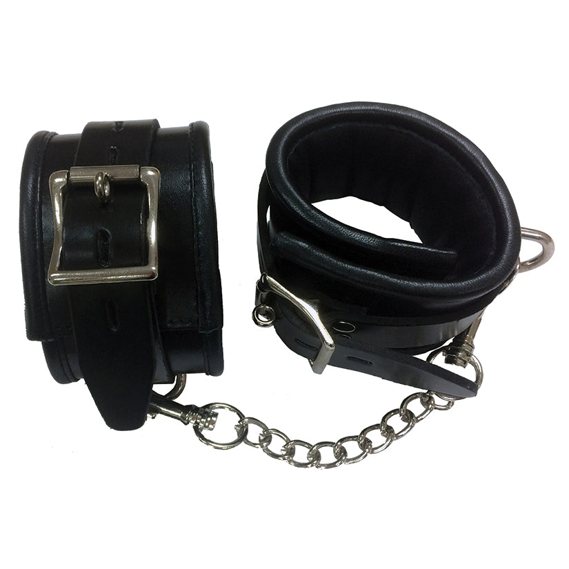 Leather Padded Ankle Cuffs-Black RA1007-BK