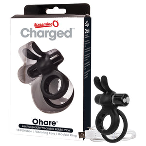 Screaming O Charged Ohare Rechargeable Wearable Rabbit-Black SO3372-00