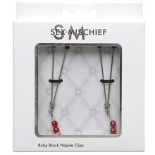 Load image into Gallery viewer, S&amp;M Ruby Black Nipple Clips SS510-82