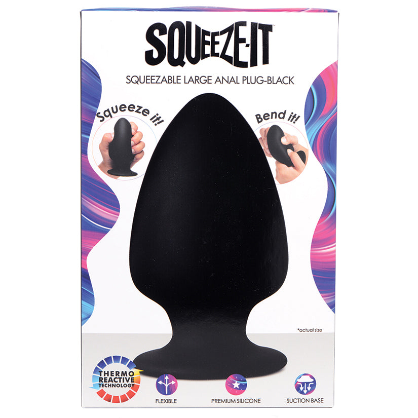 Squeeze-It Squeezable Anal Plug Large-Black XRAG329-Large