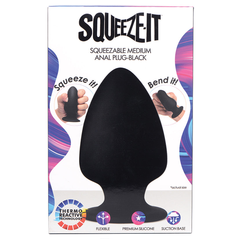 Squeeze-It Squeezable Anal Plug Medium-Black XRAG329-Medium