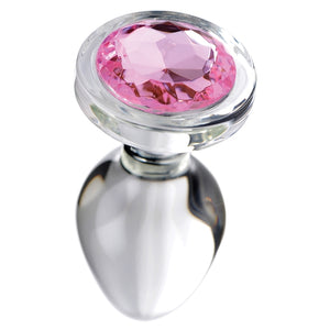 Booty Sparks Pink Gem Glass Anal Plug-Large
