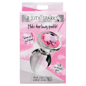 Booty Sparks Pink Gem Glass Anal Plug-Large XRAG430-L