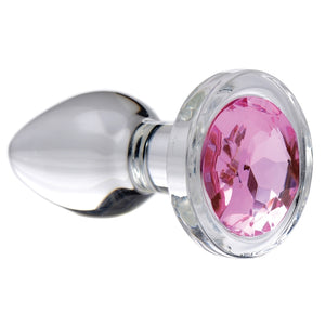 Booty Sparks Pink Gem Glass Anal Plug-Small