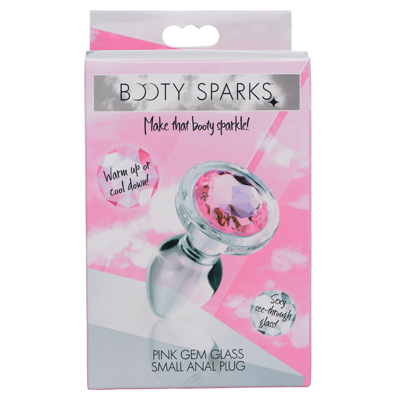 Booty Sparks Pink Gem Glass Anal Plug-Small XRAG430-S