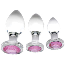 Load image into Gallery viewer, Booty Sparks Pink Gem Glass Anal Plug Set
