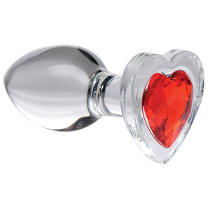 Booty Sparks Red Heart Gem Glass Anal Plug-Medium