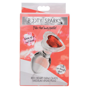 Booty Sparks Red Heart Gem Glass Anal Plug-Medium XRAG432-M