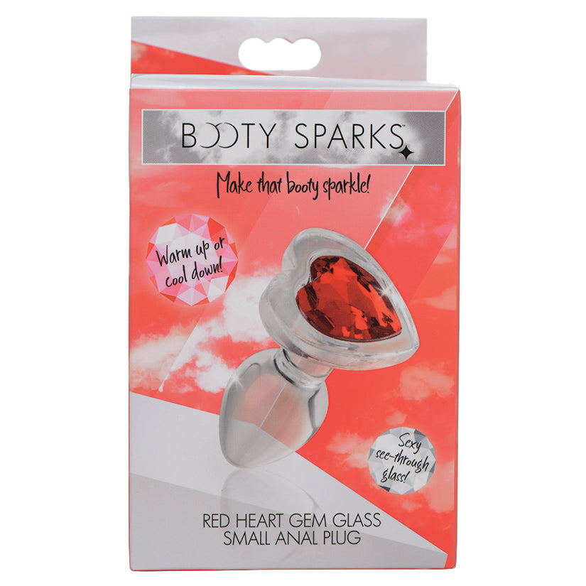 Booty Sparks Red Heart Gem Glass Anal Plug-Small XRAG432-S