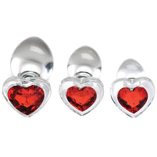 Load image into Gallery viewer, Booty Sparks Red Heart Gem Glass Anal Plug Set