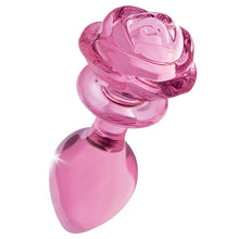 Load image into Gallery viewer, Booty Sparks Pink Rose Glass Anal Plug-Large