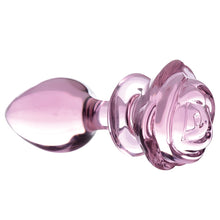 Load image into Gallery viewer, Booty Sparks Pink Rose Glass Anal Plug-Large