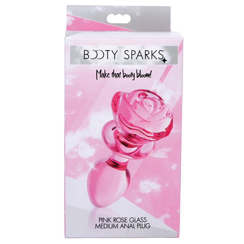 Booty Sparks Pink Rose Glass Anal Plug-Medium XRAG650-Medium