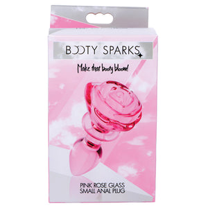 Booty Sparks Pink Rose Glass Anal Plug-Small XRAG650-Small
